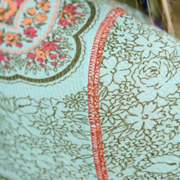 Free People Printed Pointelle Crew in Sea Blue ASO Princess Protection Program - Picture 6 of 11